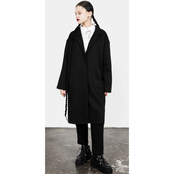 Disturbia Jackets & Blazers - Disturbia Poe Duster Jacket Womens Size 4 Black Blazer Oversized New Goth